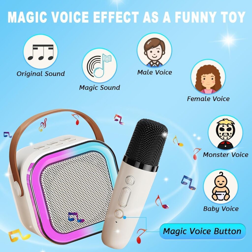 Rechargeable Karaoke Mic with Speaker for Singing Cute Birthday Gift for Kids Musical Toys for Boys, Girls and Adults-3