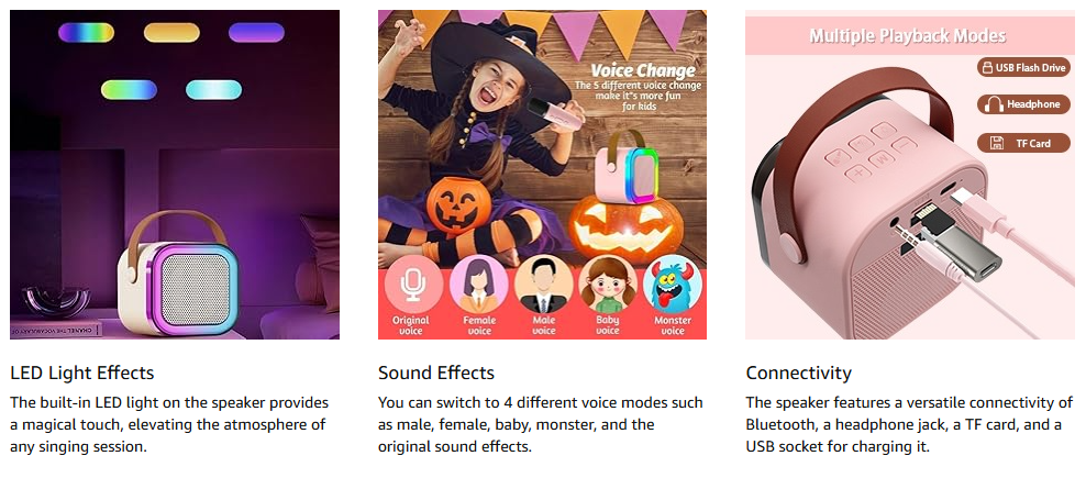 Rechargeable Karaoke Mic with Speaker for Singing Cute Birthday Gift for Kids Musical Toys for Boys, Girls and Adults-90